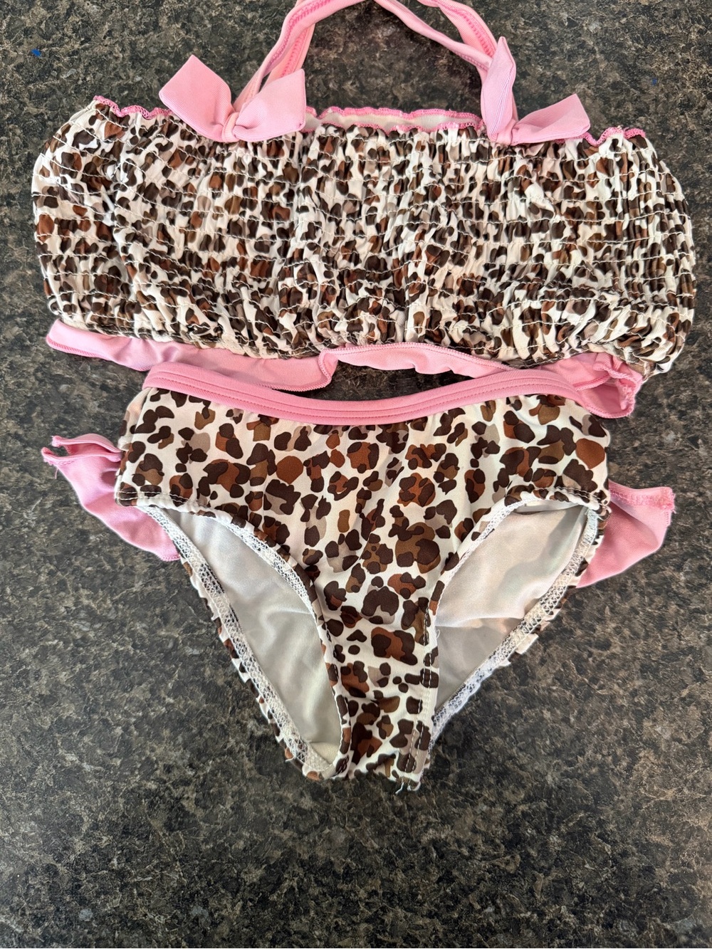 ⭐️Pink Platinum Pink and Brown Leopard Print Girls Bikini Set